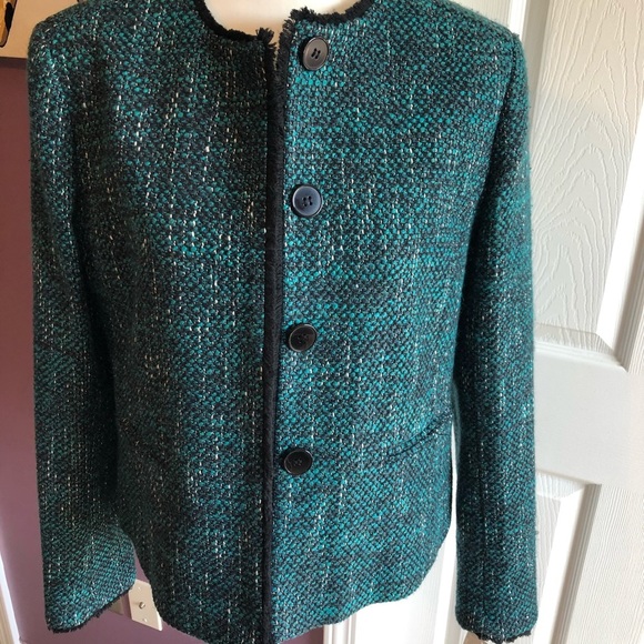 Helene Bergman Cotton Wool Twill green blazer jacket XL botton - Picture 2 of 9